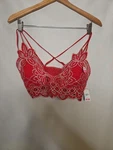 True 21 Red Silver Glittery Lingerie Style Bra M 34B 34C Nwt. Fixed Price $12.59.