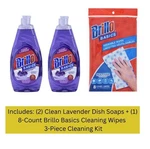 Brillo Dish Soap & Wipes Bundle Clean Lavender Scent 3-PIECE Kit. Fixed Price $21.95.