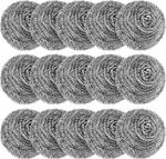 15 Pack Steel Wool Scrubbers Heavy Duty Metal Scouring Pads For Kitchen & Oven. Fixed Price $16.99.