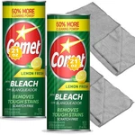 Comet Lemon Fresh Powder Cleanser Bleach 21OZ 2-PACK + Microfiber Cloths. Fixed Price $19.85.