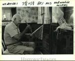 1990 Press Photo Clarence Johnson Making Crab Net His Kitchen - NOB70480. Fixed Price $19.99.