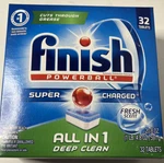 Finish Powerball Tabs Dishwasher Detergent Tablets, Fresh Scent, 32 Ct. Fixed Price $12.00.
