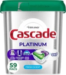 Cascade Platinum + Oxi Dishwasher Pods, Fresh Scent Detergent Soap, 59 Count. Fixed Price $29.99.