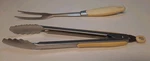 Ekco Locking Tongs & Meat Fork Stainless Steel Large Size 13" Hanging Utensils. Fixed Price $17.99.