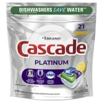 Cascade Platinum Actionpacs Dishwasher Detergent Lemon Scent, 21. Fixed Price $19.49.