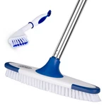Ittaho Floor Scrub Brush With Long Handle - 53" Deck Grout 11", Blue&white. Fixed Price $27.43.