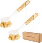 Funcee 2 Pack Kitchen Dish Brushes With Bamboo Handle, Scrubber White. Fixed Price $19.43.