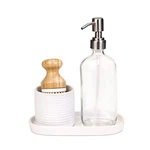 Smart Design Ceramic Soap Pump And Brush Set With Tray - White. Fixed Price $36.92.