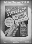 1946 Savogran Company Boston Strypeeze Semi Paste Remover Vintage Print Ad. Fixed Price $9.85.