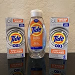 Tide Washing Machine Cleaner With Oxi (12 Count) + Boost Rinse 25.5OZ Set. Fixed Price $26.99.