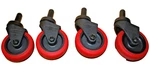 Rubbermaid #7580-L2 Wave Brake Quiet Casters Wheels Red Set Of 4 S5851. Fixed Price $36.99.