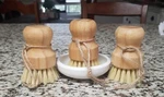 Bamboo Dish Brushes By Subekyu, Kitchen Wooden Cleaning Scrubbers Set Of 3. Fixed Price $18.00.