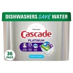 Cascade Platinum Actionpacs Fresh Scent Pods Dishwasher Detergent 20 Oz 36 Pk. Fixed Price $15.99.