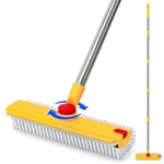 Reewii 64IN Floor Scrub Brush With Long HANDLE,3 1 Hard Bristle Yellow. Fixed Price $26.99.