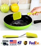 9" Silicone Kitchen Brush Scrubber With Handle Antibacterial For Pans Pots. Fixed Price $8.99.