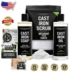 Ultimate Cast Iron Care Set: Seasoning Oil, Soap, Scrub 100% Plant-based. Fixed Price $90.89.