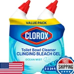 Clorox Toilet Bowl Cleaner Clinging Bleach Gel Ocean Mist 24 Fl Oz Pack Of. Fixed Price $8.58.