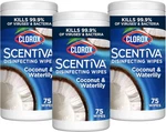 Clorox Scentiva Disinfecting Wipes, Coconut And Waterlily, 75 Count (pack Of 3). Fixed Price $16.95.