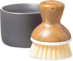Full Circle Bubble Up Ceramic Soap Dispenser & Bamboo Dish Brush, White/gray. Fixed Price $14.95.