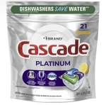 Cascade Platinum Actionpacs Dishwasher Detergent Lemon Scent, 21. Fixed Price $17.95.