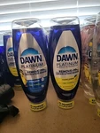 Dawn Platinum Dishwashing Liquid SOAP24OZ Pack Of 3 With Non-scratch Sponge. Fixed Price $25.00.
