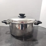 Vintage Maxam Steam Control 7 Qt Stock Pot W/lid 18/8 Surgical Stainless 5 Ply. Fixed Price $79.00.