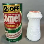 Vtg Comet Cleanser White Plastic 6 Oz Container Green 14 Cardboard Can Sealed. Fixed Price $26.99.