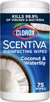 Clorox Scentiva Disinfecting Wipes 75 Count Coconut Waterlily Multi Surface. Fixed Price $9.29.