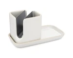 Ceramic Sink Caddy Sponge Holder Dish Brush Organizer White Gray Full Circle. Fixed Price $35.99.
