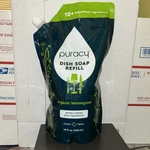 Puracy Natural Dish Soap Refill, Skin-softening Plant-based Liquid Lemograss. Fixed Price $26.99.