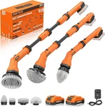Cordless Electric Spin Scrubber With 4 Heads, Adjustable Handle & Gloves. Fixed Price $99.99.