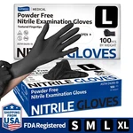 Medical Nitrile Exam Gloves, Black, Powder-free Food-safe Clean Disposable. Fixed Price $9.48.
