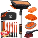 Stemni 62'' Car Wash Brush Kit, Long Handle Mop, Mitt, Squeegee, Clay Bar. Fixed Price $56.99.