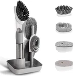 Quthzzhy 4-IN-1 Dish Cleaning Brush Soap Dispensing Set With Gray. Fixed Price $24.33.