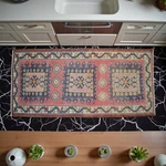 Vintage Turkish Handmade Pink Mat, Wool Door Kitchen Rug, 2X4 Ft Approx. Fixed Price $119.00.