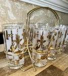 Lotus Bon Appetite Set Of 8 Glasses W/carrier Fish Lobster Mcm Vintage Nos. Fixed Price $150.00.