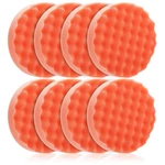 8 Pack 6" Heavy Cutting Waffle Buffing Pads, Orange Microfiber. Fixed Price $25.99.