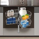 24" Kidney Chrome 2-SHELF Lazy Susan Kitchen Base Cabinet Corner Organizer Rack. Fixed Price $75.21.