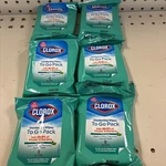 6 Of Clorox Disinfecting Wipes Go Pack, Fresh Scent Total 54. Fixed Price $9.94.