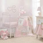 Lambs & Ivy Baby 4-PIECE Crib Bedding Set Pink, Gold, White, Love, Hearts. Fixed Price $139.99.