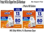 Hefty Ultra Strong Trash Bags 80 Count Citrus Twist SCENT-2 Pack Of. Fixed Price $20.11.