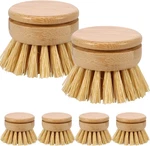 Bamboo Dish Brush - 6 Replacement Heads, Soft Sisal Bristle Scrubber, For. Fixed Price $20.49.