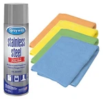 Sprayway Stainless Steel Cleaner And Polisher 15OZ With 16X16 Microfiber Cloths. Fixed Price $16.99.