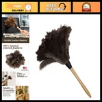 Natural Ostrich Feather Duster 14" With Wooden Handle - Reusable Dusting Tool Fo. Fixed Price $27.99.