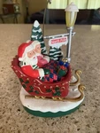 Mr. & Mrs. Clause In Sleigh At North Pole Musical Light Up Christmas Ornament. Fixed Price $18.99.