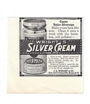 Wrights Silver Cream Print Vintage Advertisement J Co Keene Nh 1914. Fixed Price $13.99.