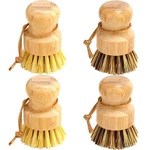 Bamboo Dish Brush Set, 4 Pcs Wooden PALM+2P Sisal, Beige, Yellow. Fixed Price $29.70.