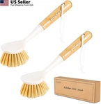 Funcee 2 Pack Kitchen Dish Brushes With Bamboo Handle, Scrubber White. Fixed Price $20.69.