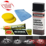 Autosol Solvo Metal Polish 75ML Tube + Liquid Chrome Cleaner 250ML Tin Set. Fixed Price $17.40.