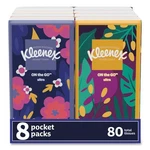 Kleenex On The Go Packs Facial Tissues, 3-PLY, 10 Sheets/pouch, 8 Pouches/pack. Fixed Price $12.39.